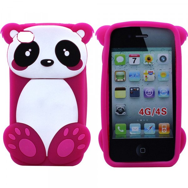 Wholesale iPhone 4 4S 3D Panda Bear Case (Hot Pink)
